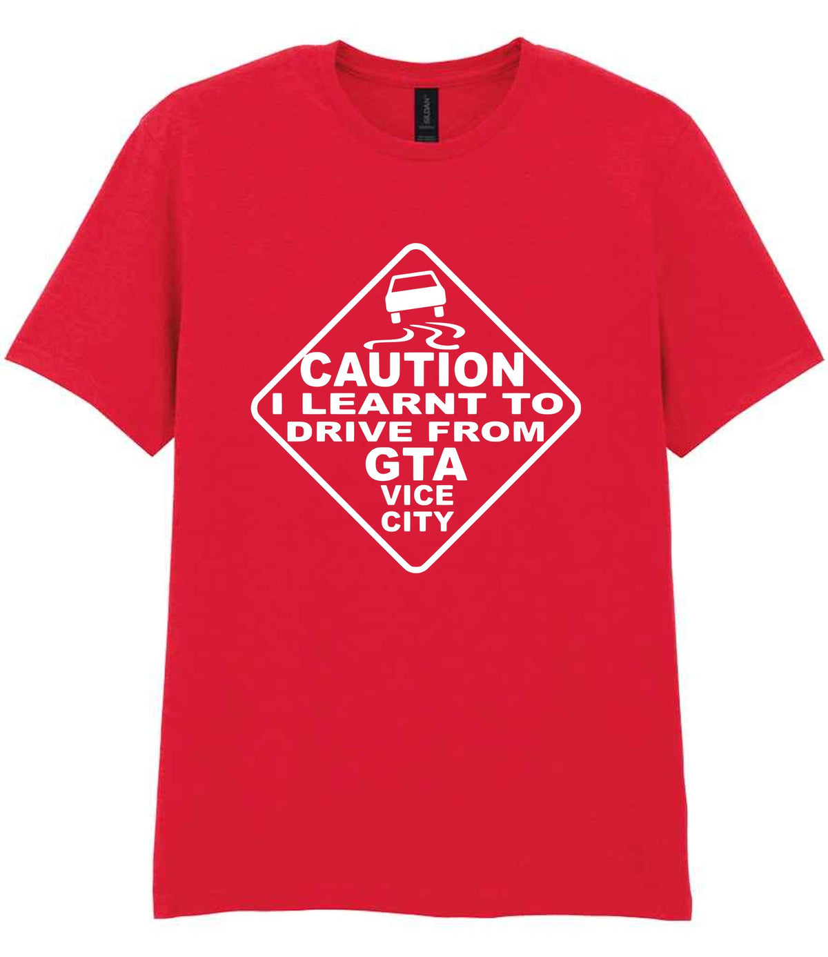 Caution I Learnt to Drive From Gta Vice City t-shirt in red