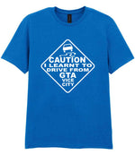 Caution I Learnt to Drive From Gta Vice City t-shirt in royal blue