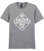 Caution I Learnt to Drive From Gta Vice City t-shirt in sport grey
