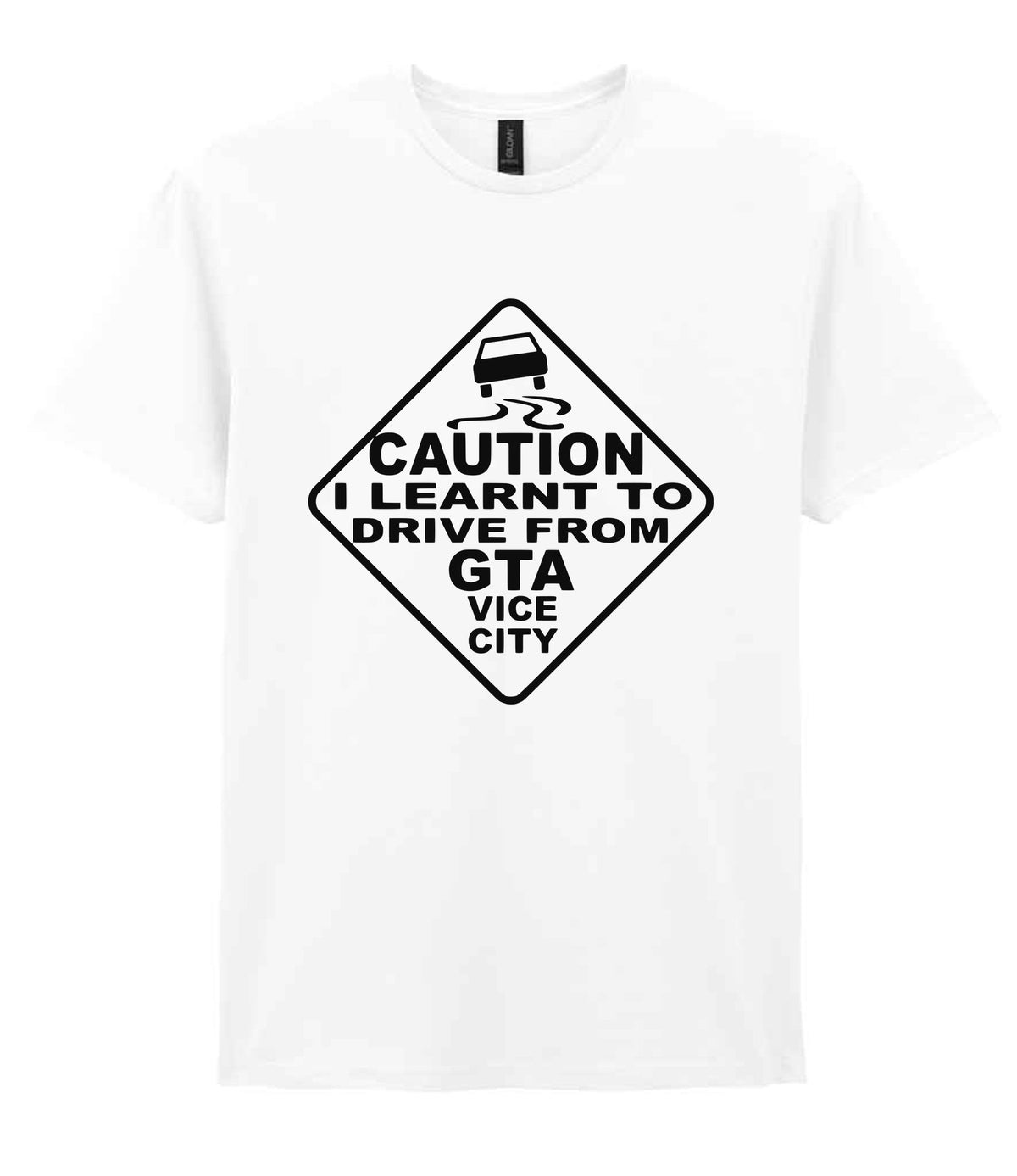 Caution I Learnt to Drive From Gta Vice City t-shirt in white