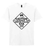 Caution I Learnt to Drive From Gta Vice City t-shirt in white
