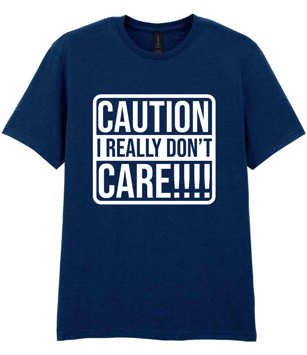 Caution I Really Don't Care!!!! t-shirt in navy