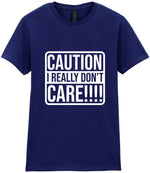 Caution I Really Don't Care!!!! t-shirt in navy