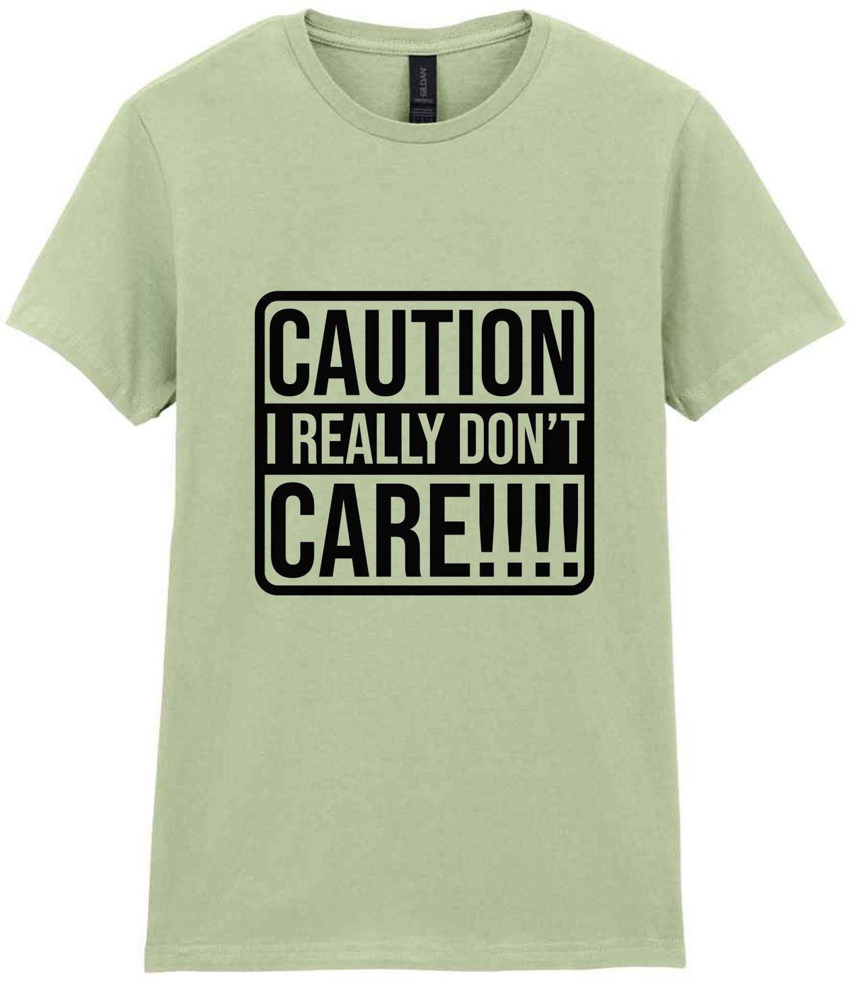 Caution I Really Don't Care!!!! t-shirt in pistachio