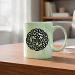 Celtic Knot Circle marble mug in green
