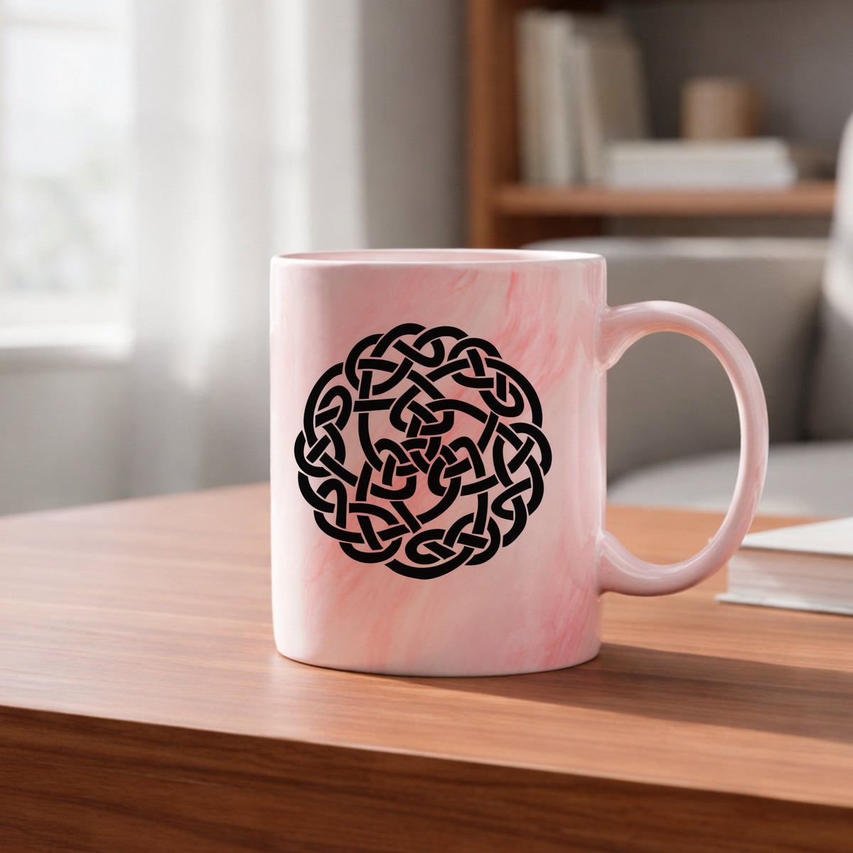 Celtic Knot Circle marble mug in red
