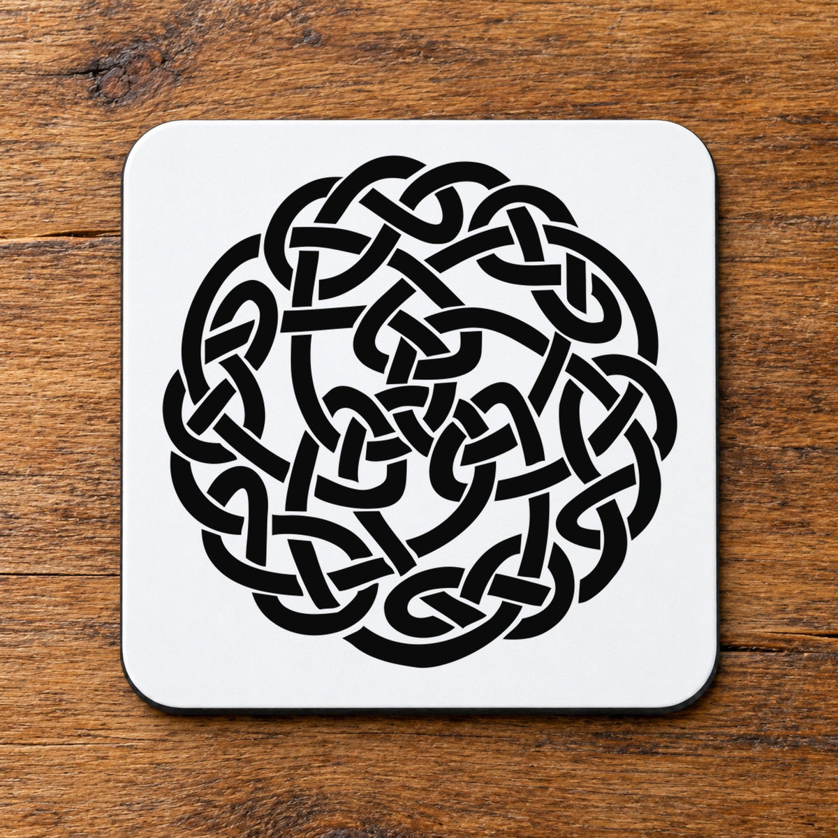 Celtic Knot Circle coaster in white