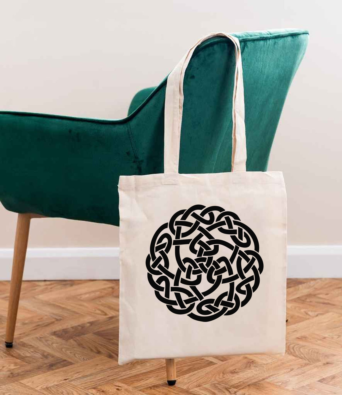 Celtic Knot Circle tote bag in natural
