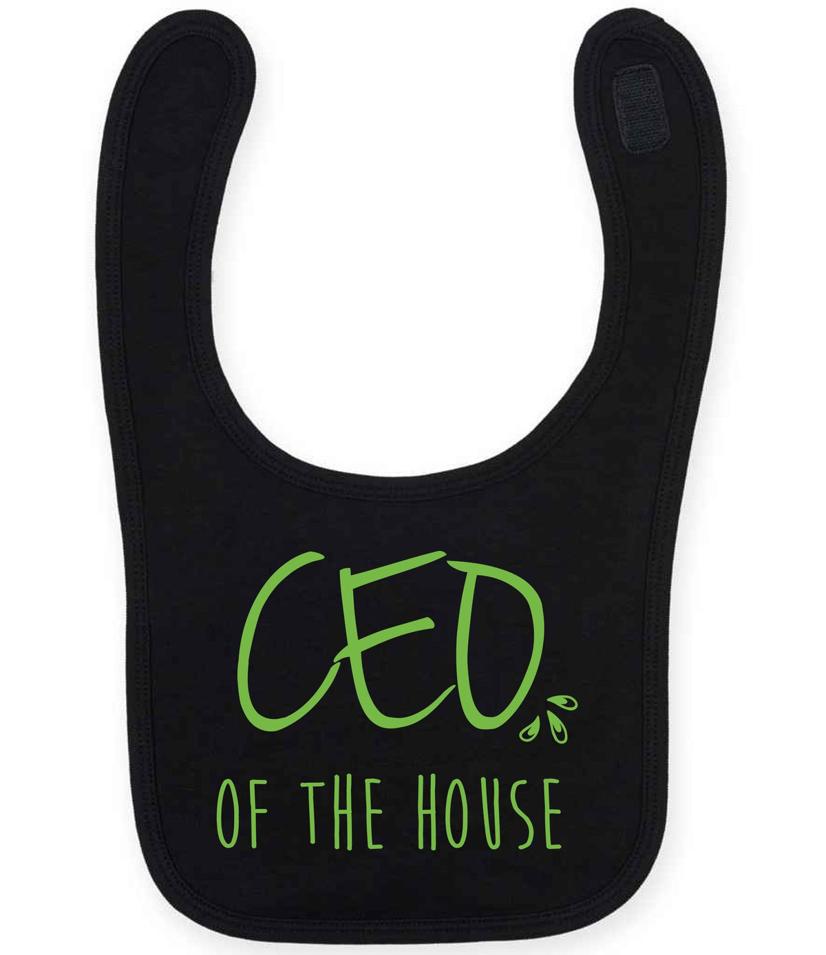 Ceo of the House – Larkwood Baby/Toddler Bib in Black with Apple Green vinyl