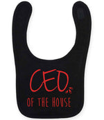 Ceo of the House – Larkwood Baby/Toddler Bib in Black with Red vinyl