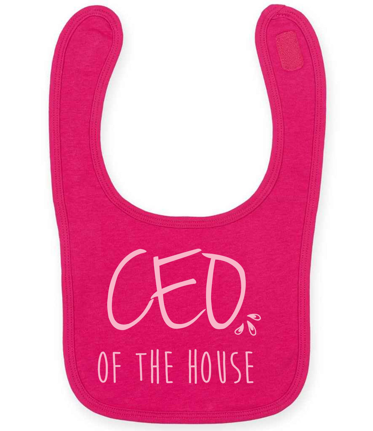 Ceo of the House – Larkwood Baby/Toddler Bib in Fuchsia with Baby Pink vinyl