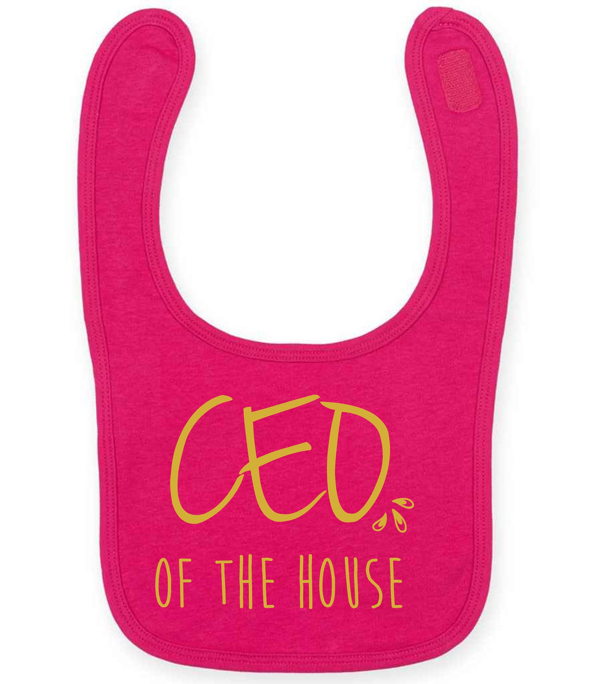 Ceo of the House – Larkwood Baby/Toddler Bib in Fuchsia with Gold vinyl