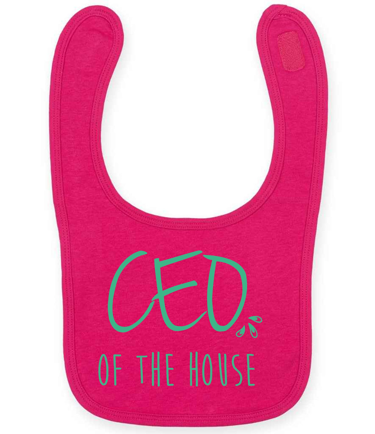 Ceo of the House – Larkwood Baby/Toddler Bib in Fuchsia with Mint vinyl