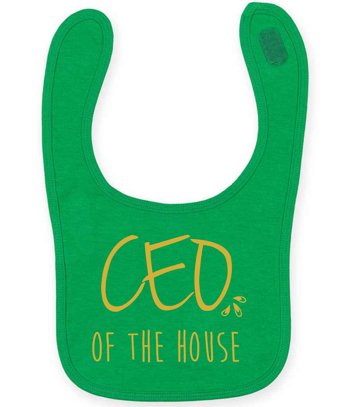 Ceo of the House – Larkwood Baby/Toddler Bib in Kelly Green with Gold vinyl