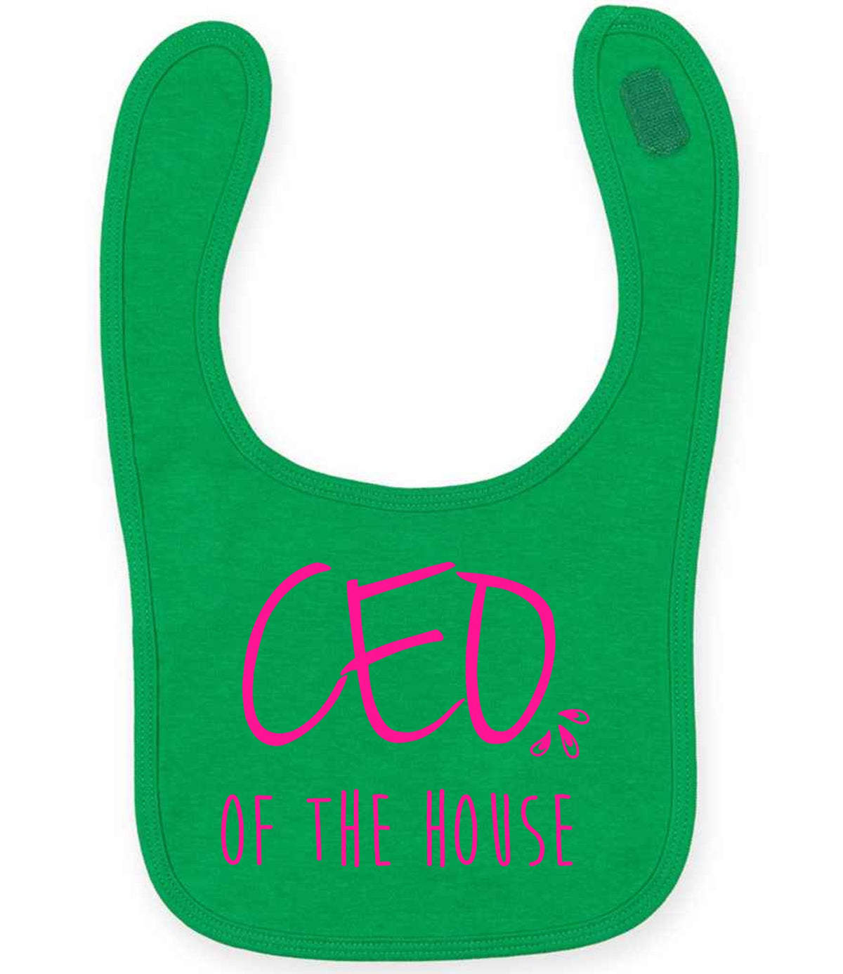 Ceo of the House – Larkwood Baby/Toddler Bib in Kelly Green with Hot Pink vinyl