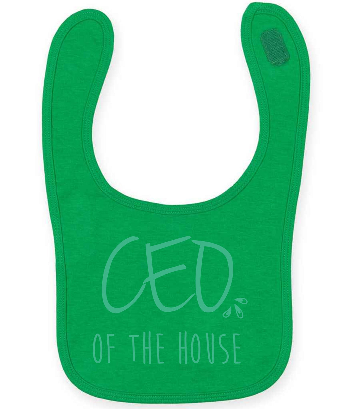 Ceo of the House – Larkwood Baby/Toddler Bib in Kelly Green with Mint vinyl