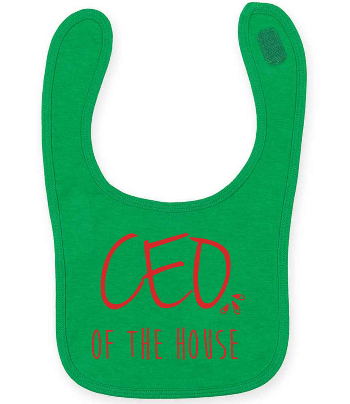 Ceo of the House – Larkwood Baby/Toddler Bib in Kelly Green with Red vinyl