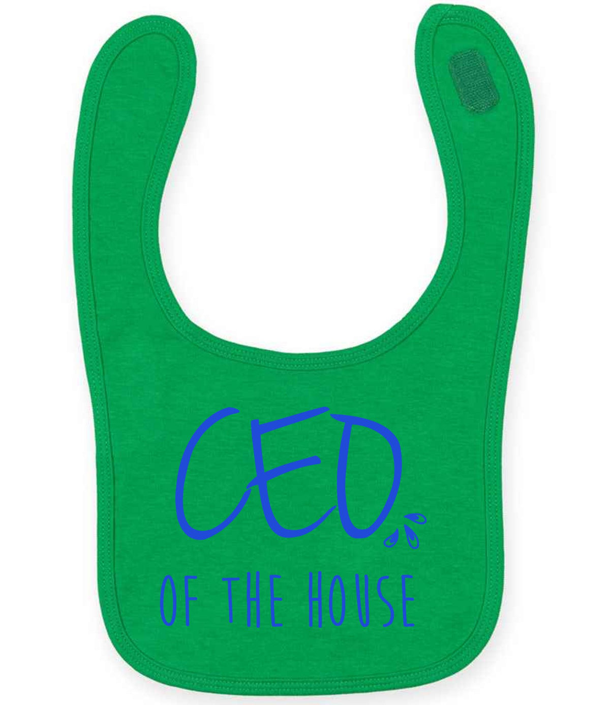 Ceo of the House – Larkwood Baby/Toddler Bib in Kelly Green with Royal Blue vinyl