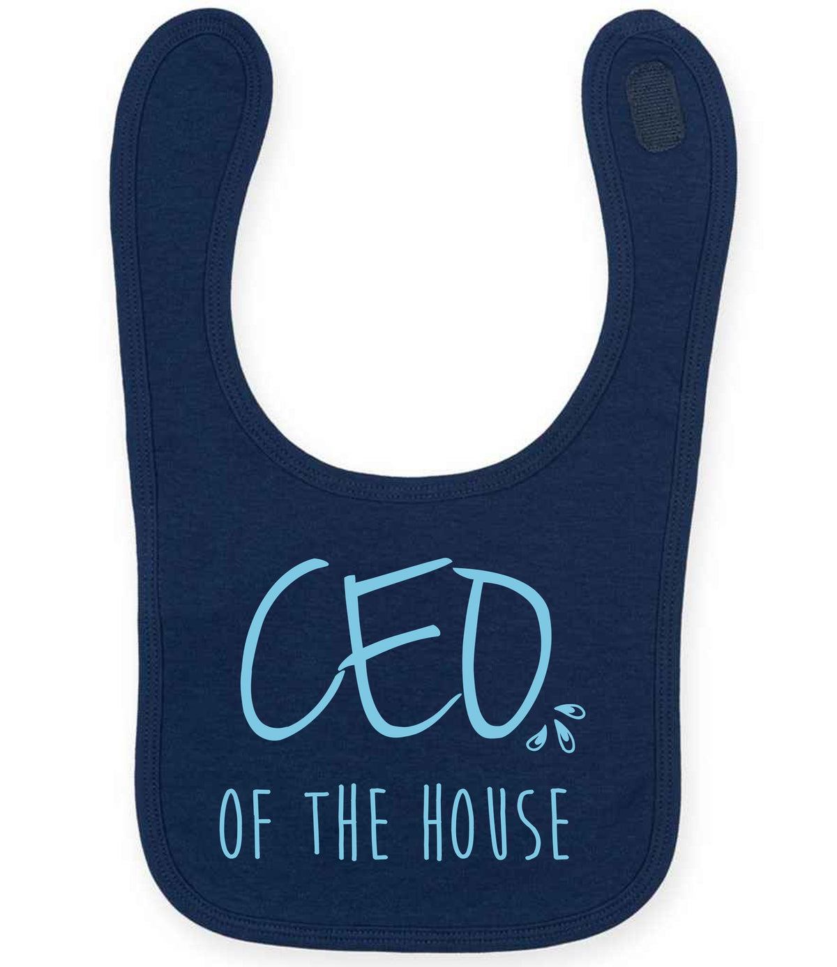 Ceo of the House – Larkwood Baby/Toddler Bib in Navy with Baby Blue vinyl