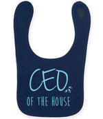 Ceo of the House – Larkwood Baby/Toddler Bib in Navy with Baby Blue vinyl