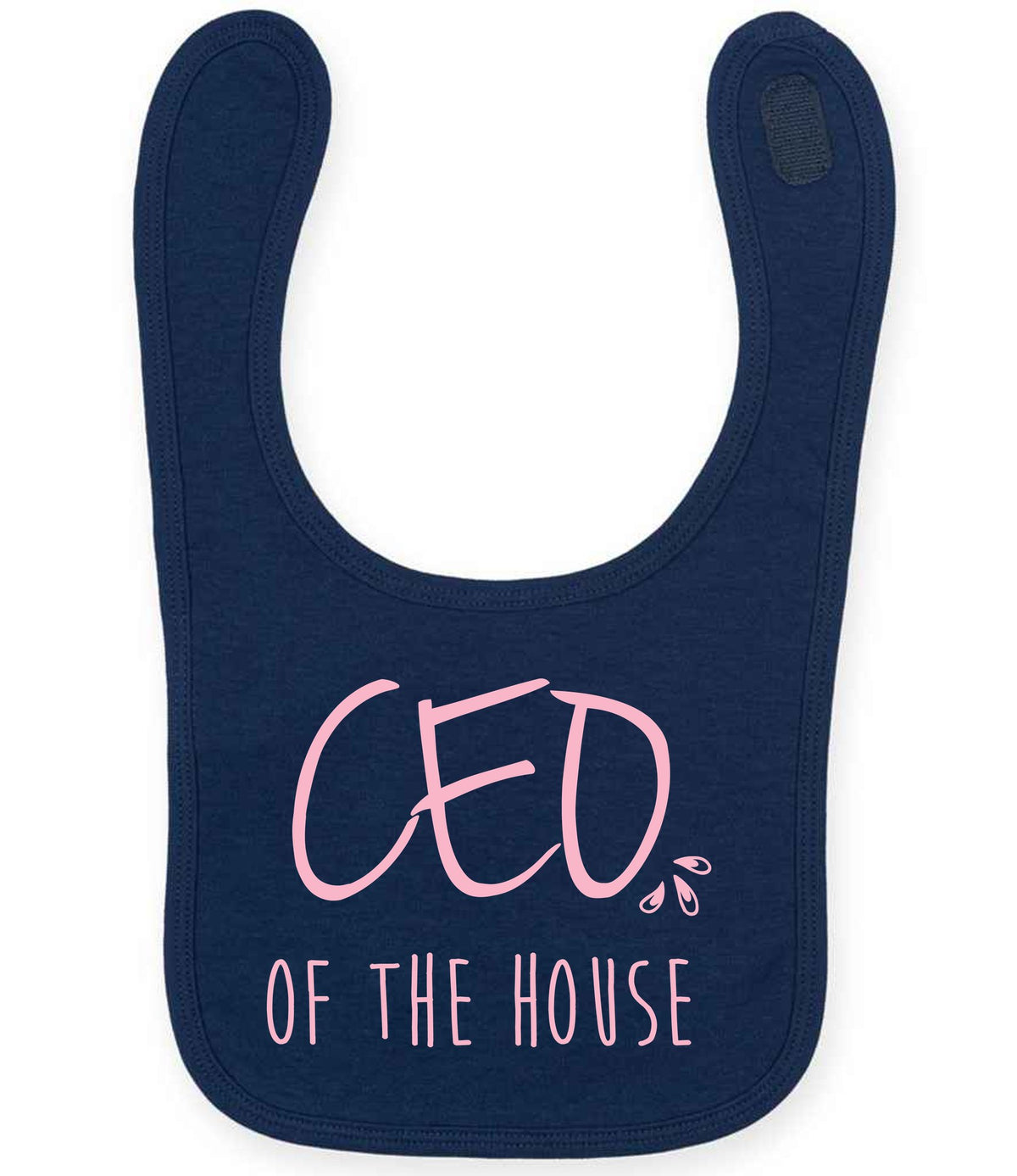 Ceo of the House – Larkwood Baby/Toddler Bib in Navy with Baby Pink vinyl