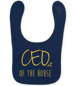 Ceo of the House – Larkwood Baby/Toddler Bib in Navy with Gold vinyl