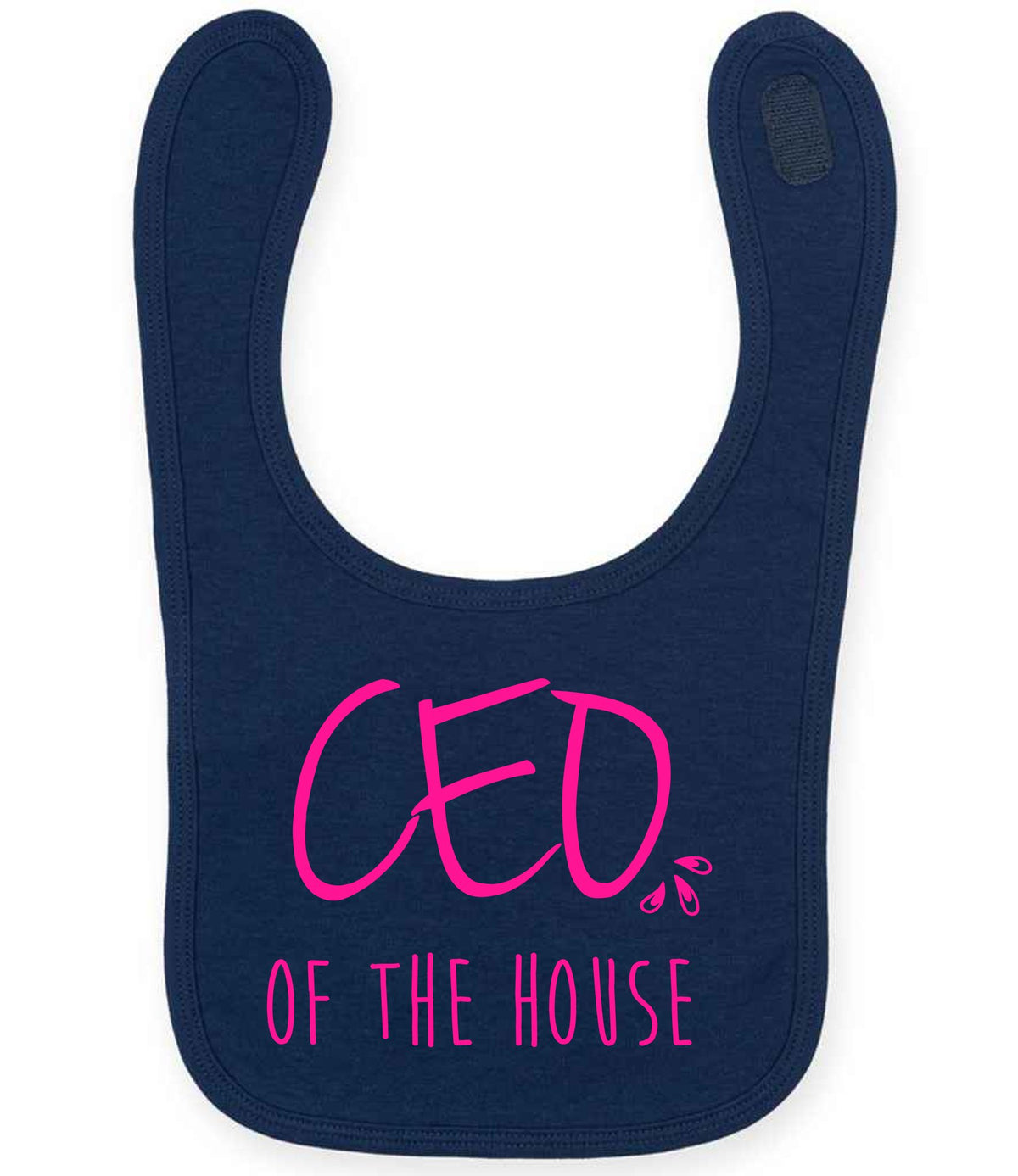 Ceo of the House – Larkwood Baby/Toddler Bib in Navy with Hot Pink vinyl