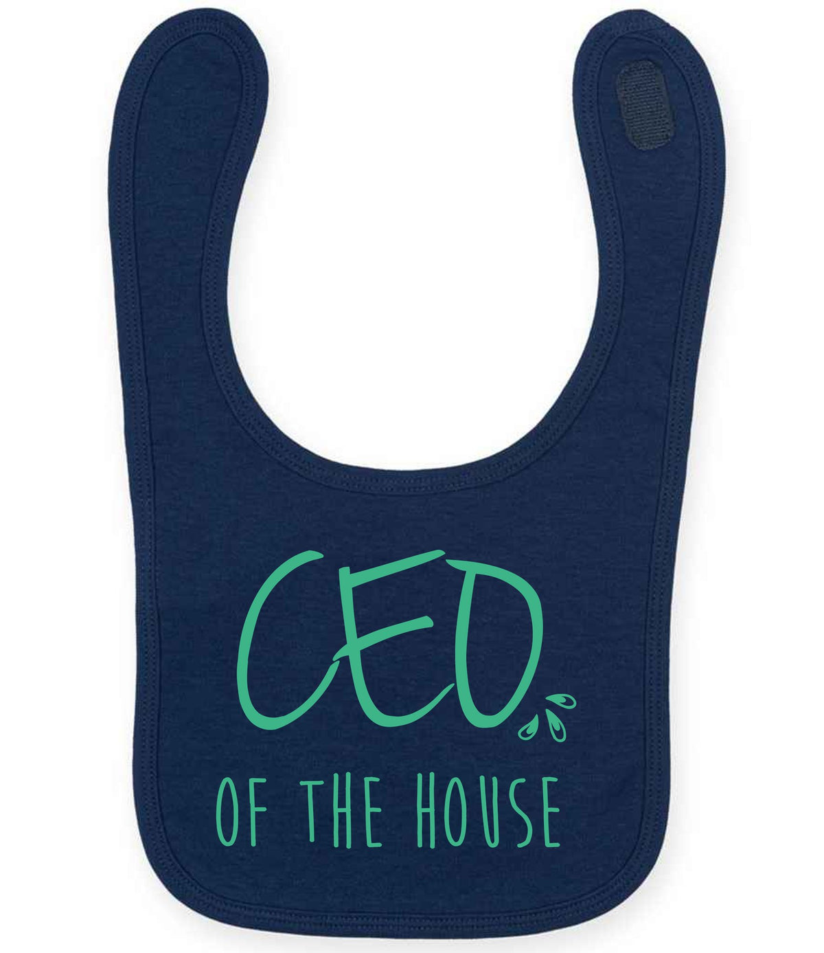 Ceo of the House – Larkwood Baby/Toddler Bib in Navy with Mint vinyl