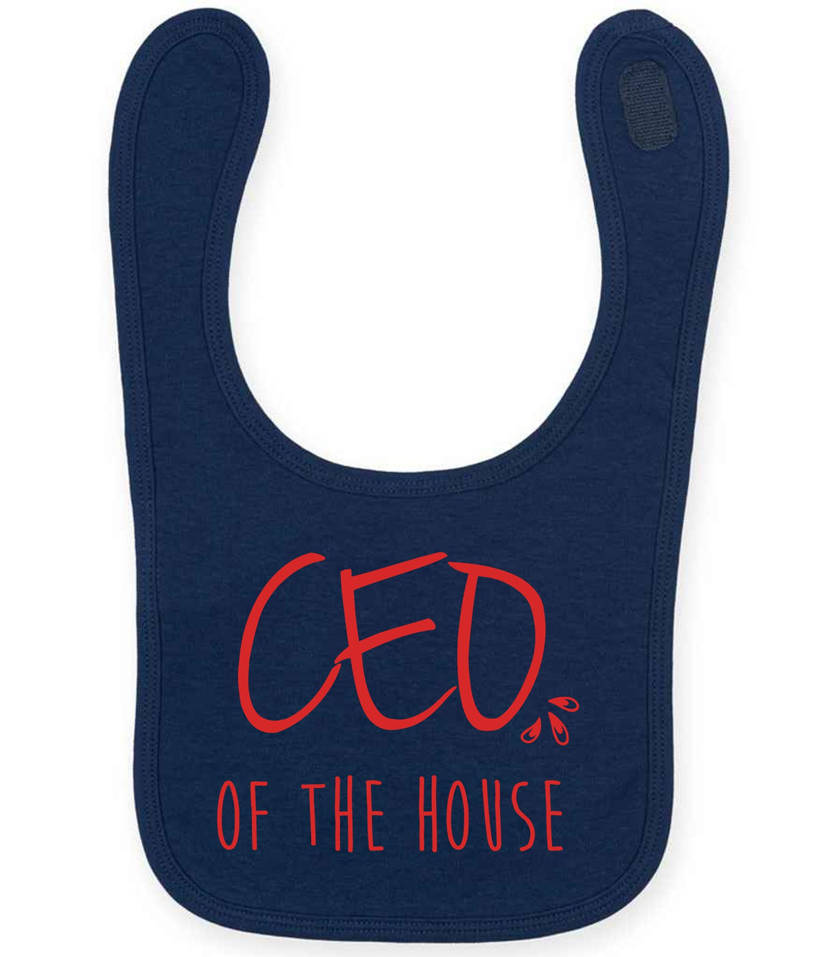 Ceo of the House – Larkwood Baby/Toddler Bib in Navy with Red vinyl