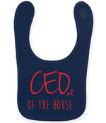 Ceo of the House – Larkwood Baby/Toddler Bib in Navy with Red vinyl
