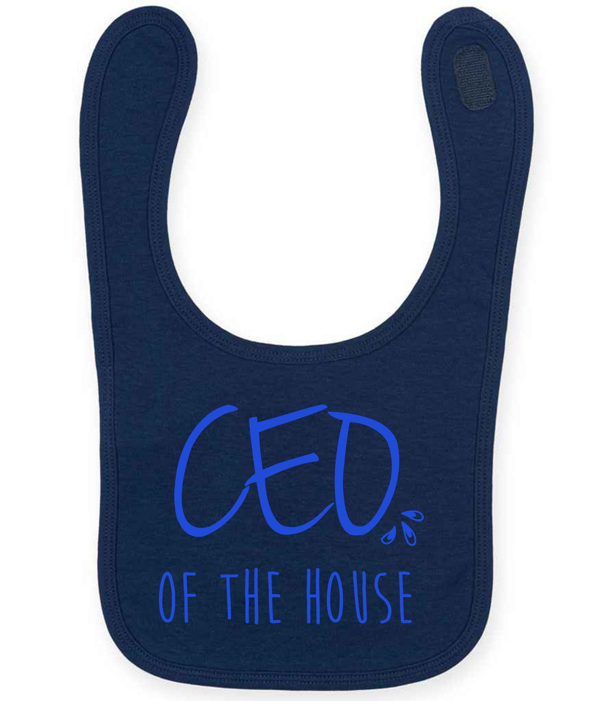 Ceo of the House – Larkwood Baby/Toddler Bib in Navy with Royal Blue vinyl