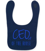 Ceo of the House – Larkwood Baby/Toddler Bib in Navy with Royal Blue vinyl