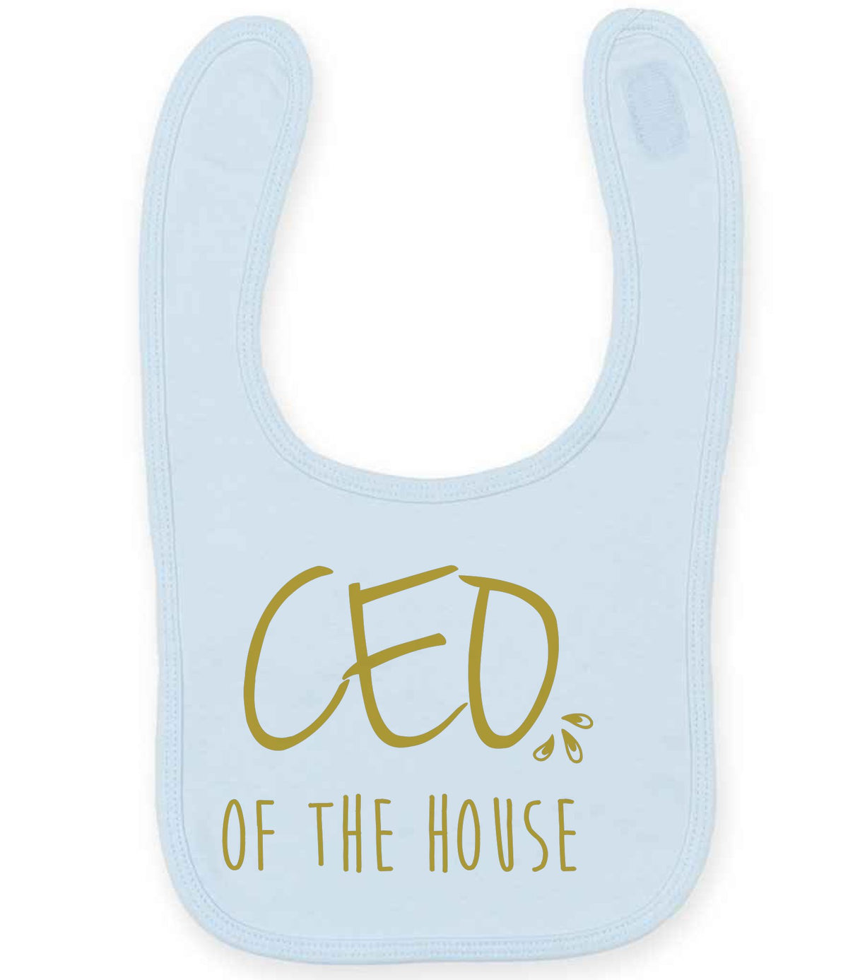 Ceo of the House – Larkwood Baby/Toddler Bib in Pale Blue with Gold vinyl