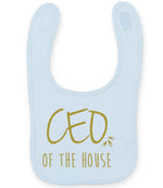 Ceo of the House – Larkwood Baby/Toddler Bib in Pale Blue with Gold vinyl