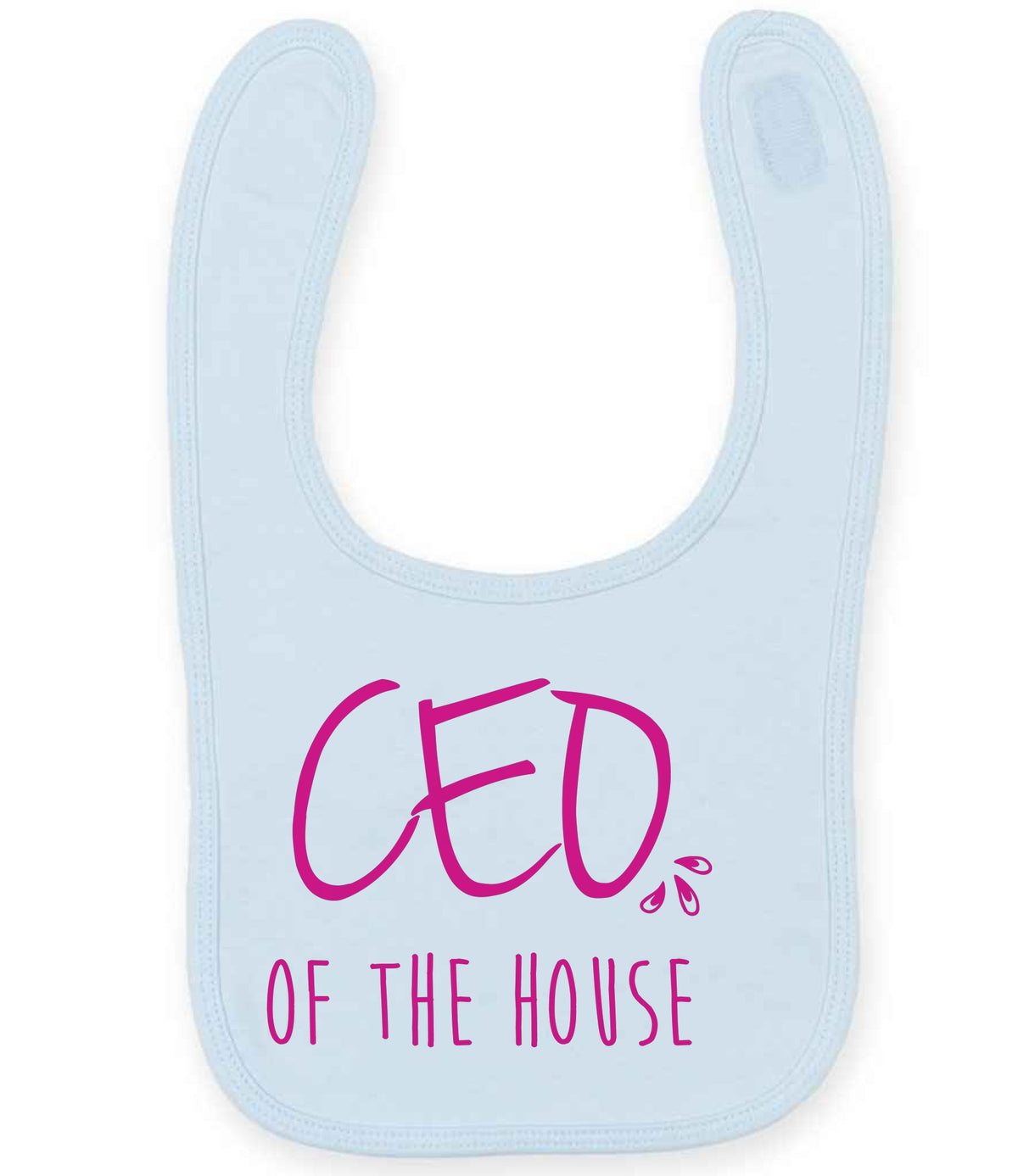 Ceo of the House – Larkwood Baby/Toddler Bib in Pale Blue with Hot Pink vinyl