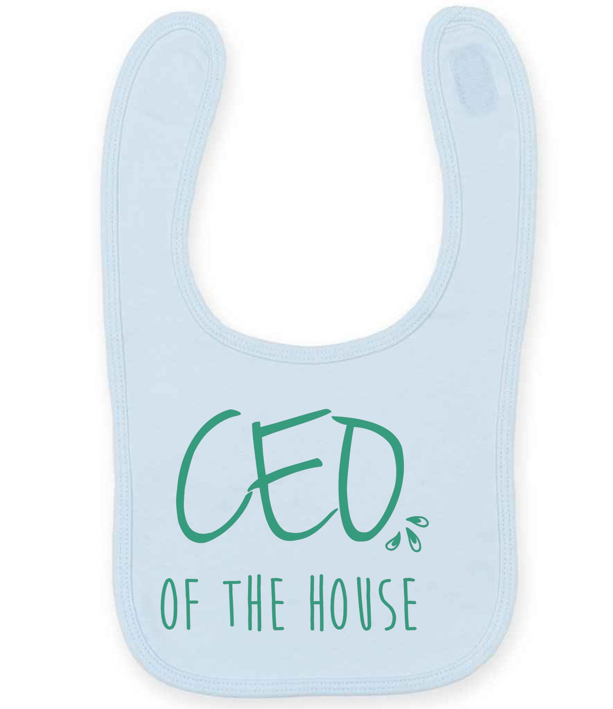 Ceo of the House – Larkwood Baby/Toddler Bib in Pale Blue with Mint vinyl