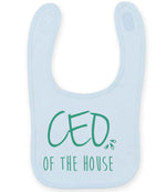 Ceo of the House – Larkwood Baby/Toddler Bib in Pale Blue with Mint vinyl