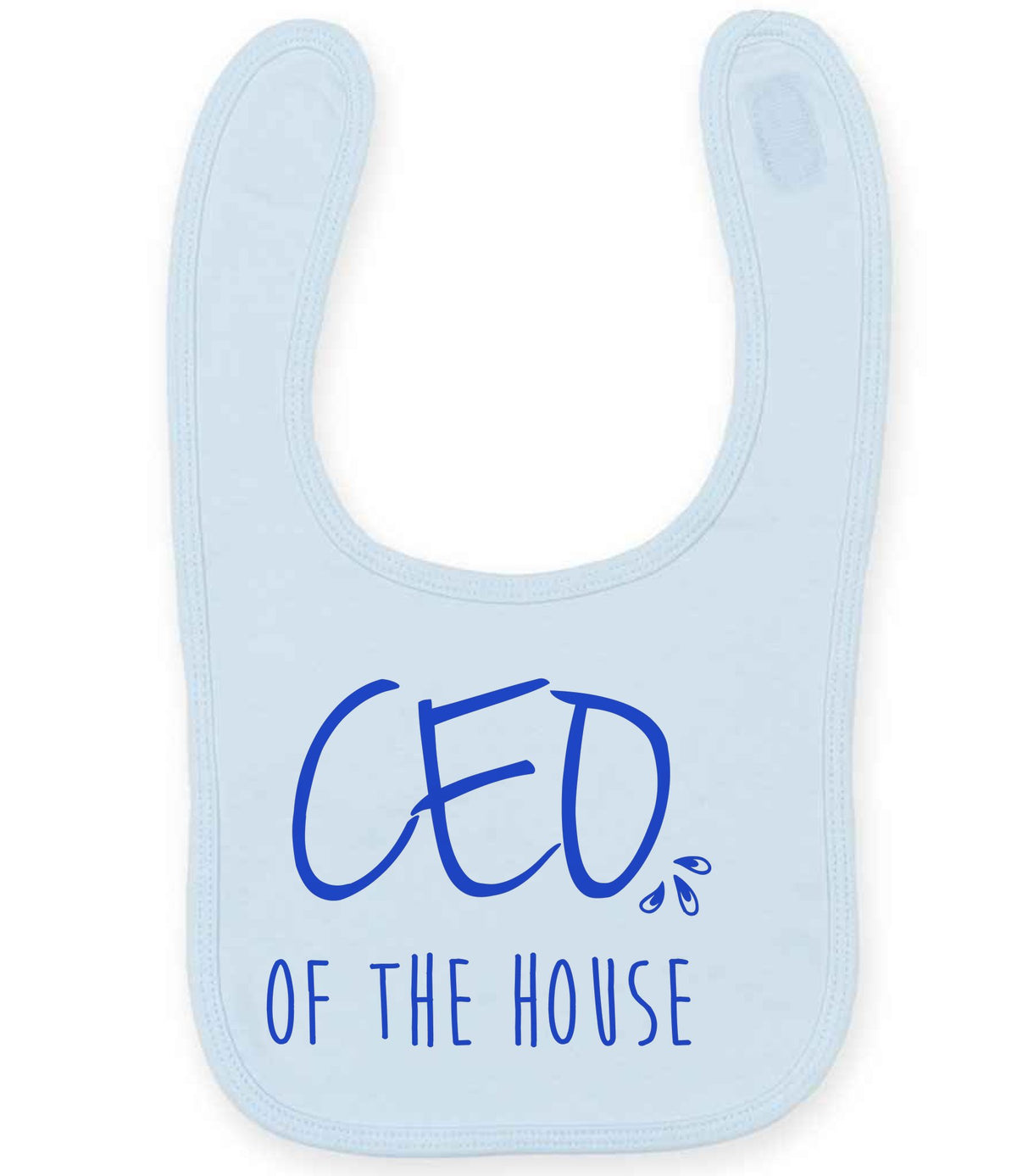 Ceo of the House – Larkwood Baby/Toddler Bib in Pale Blue with Royal Blue vinyl