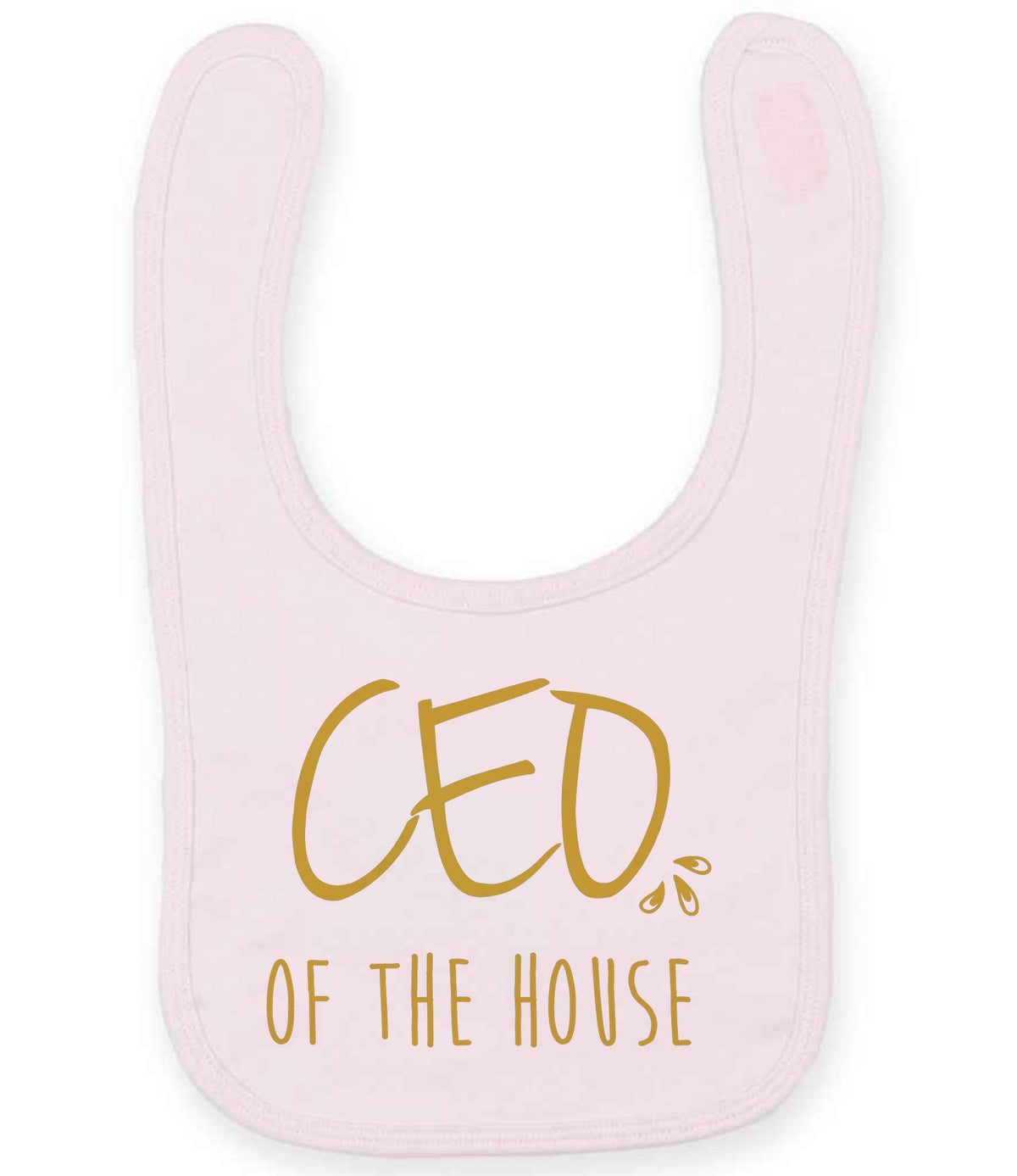 Ceo of the House – Larkwood Baby/Toddler Bib in Pale Pink with Gold vinyl