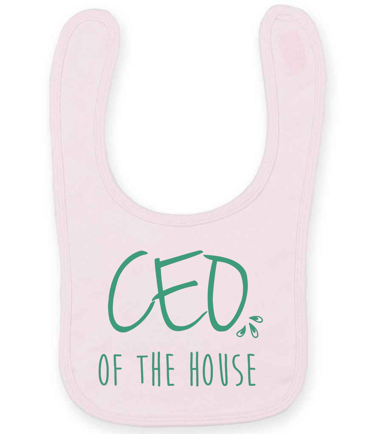Ceo of the House – Larkwood Baby/Toddler Bib in Pale Pink with Mint vinyl