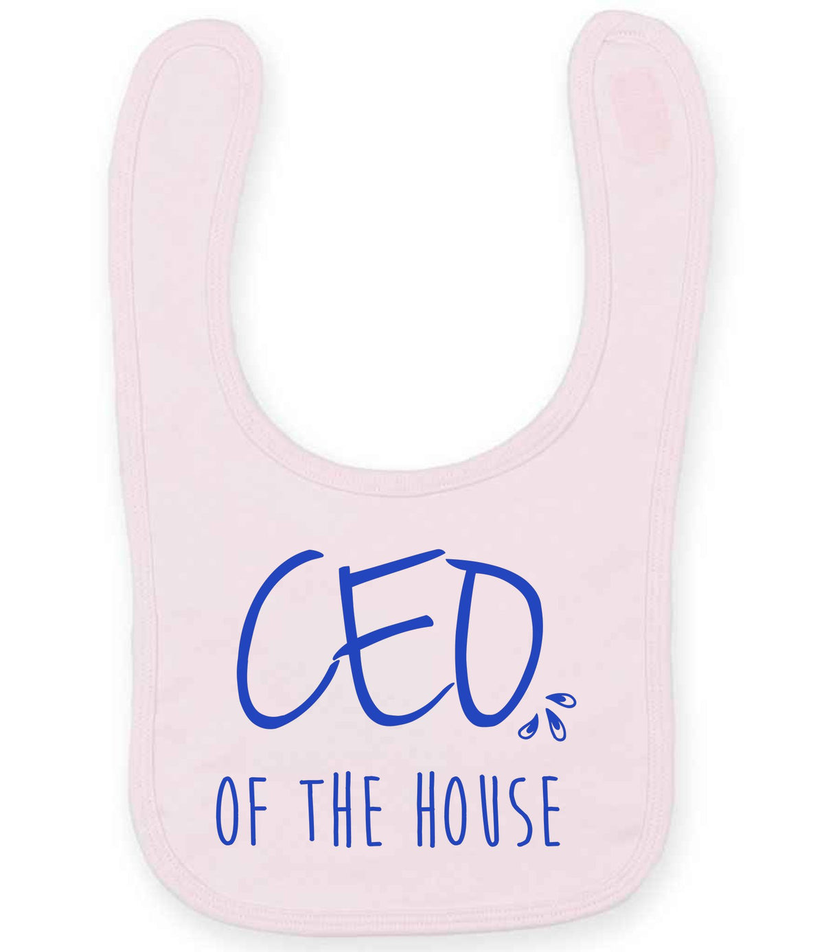 Ceo of the House – Larkwood Baby/Toddler Bib in Pale Pink with Royal Blue vinyl