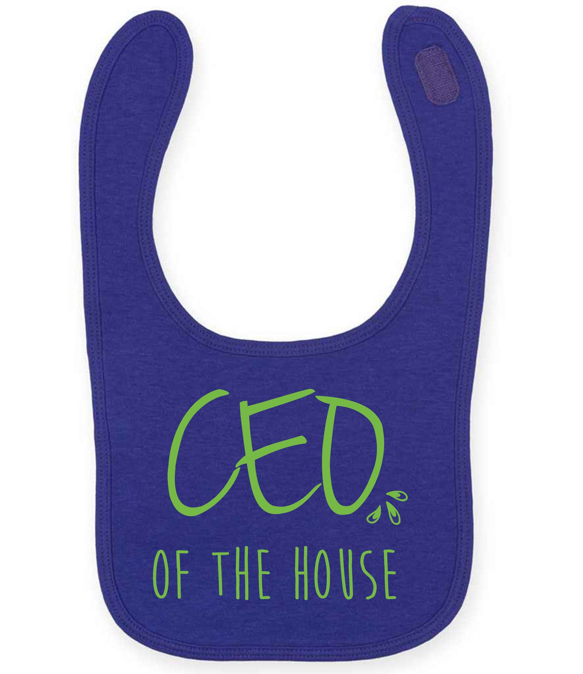 Ceo of the House – Larkwood Baby/Toddler Bib in Purple with Apple Green vinyl