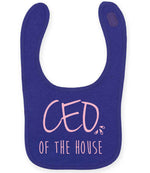 Ceo of the House – Larkwood Baby/Toddler Bib in Purple with Baby Pink vinyl