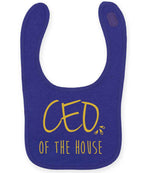 Ceo of the House – Larkwood Baby/Toddler Bib in Purple with Gold vinyl