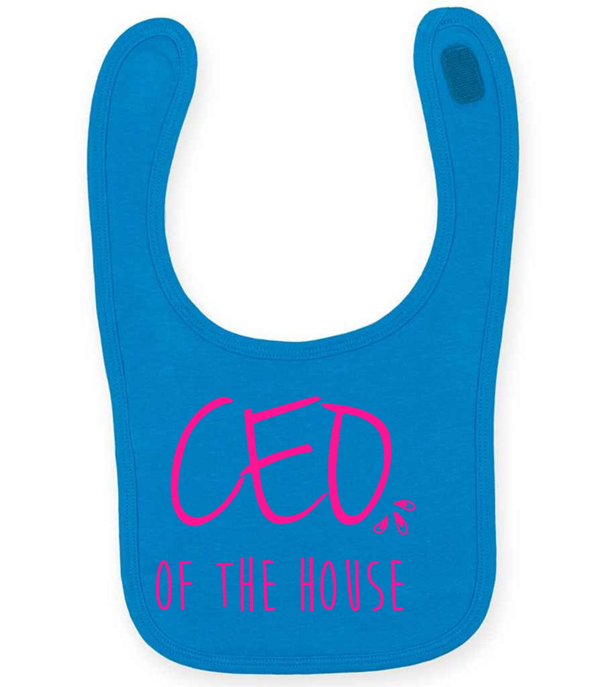 Ceo of the House – Larkwood Baby/Toddler Bib in Sapphire Blue with Hot Pink vinyl