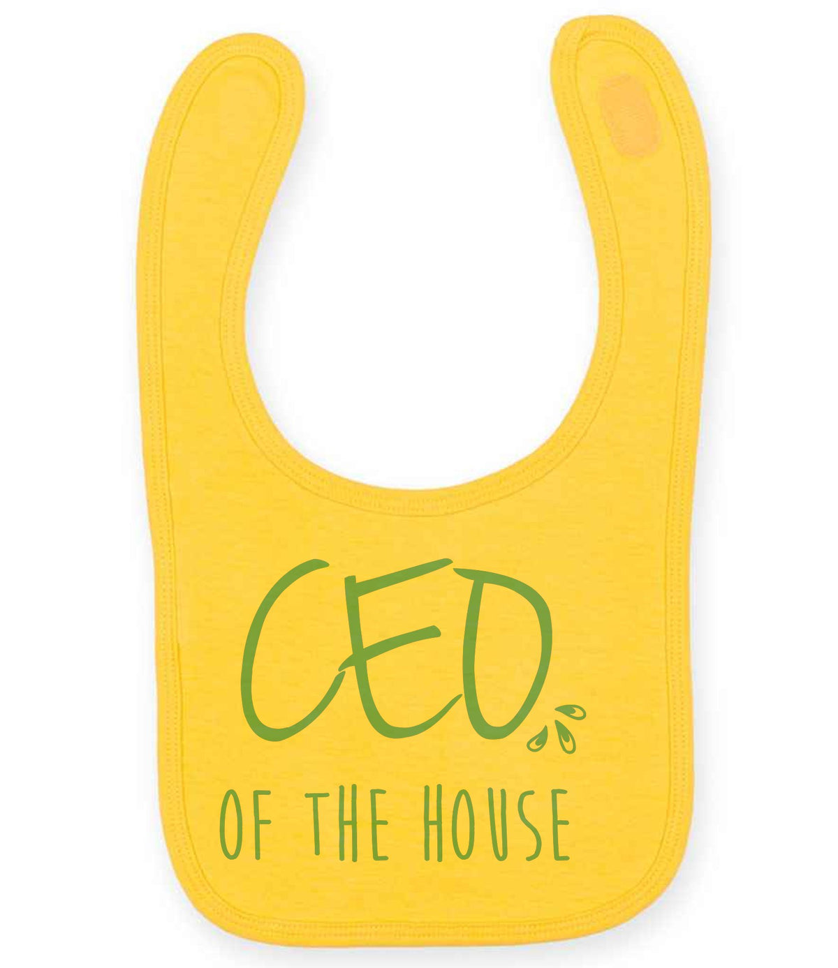 Ceo of the House – Larkwood Baby/Toddler Bib in Sunflower with Baby Blue vinyl
