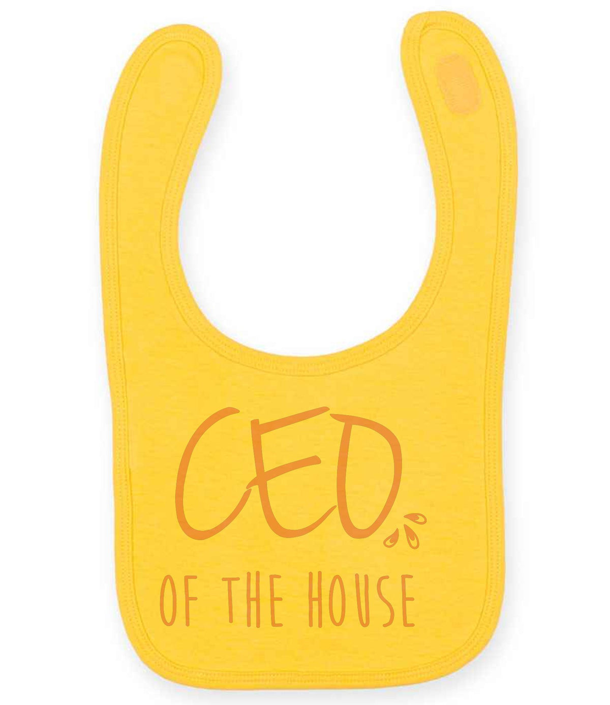Ceo of the House – Larkwood Baby/Toddler Bib in Sunflower with Baby Pink vinyl