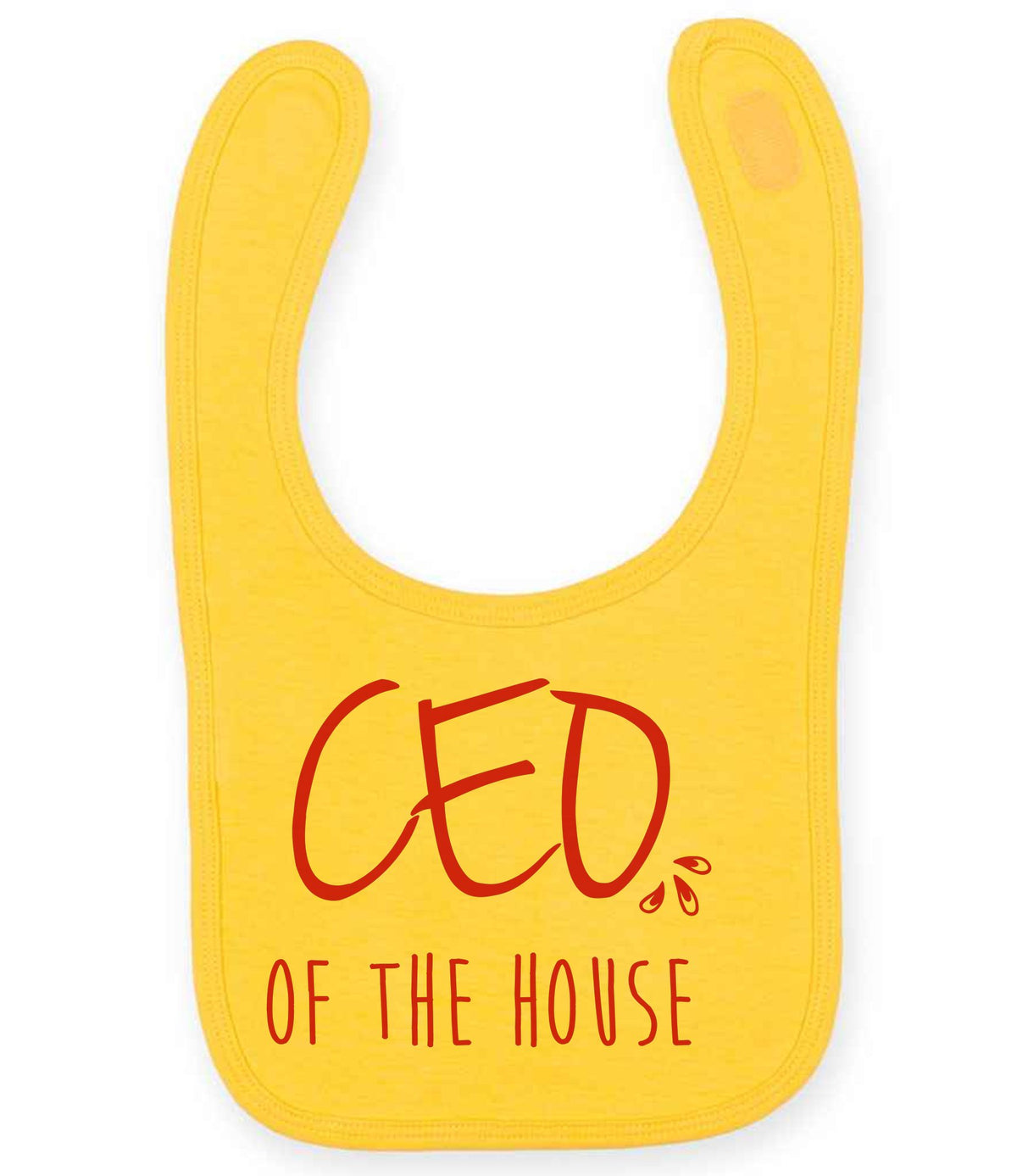 Ceo of the House – Larkwood Baby/Toddler Bib in Sunflower with Red vinyl