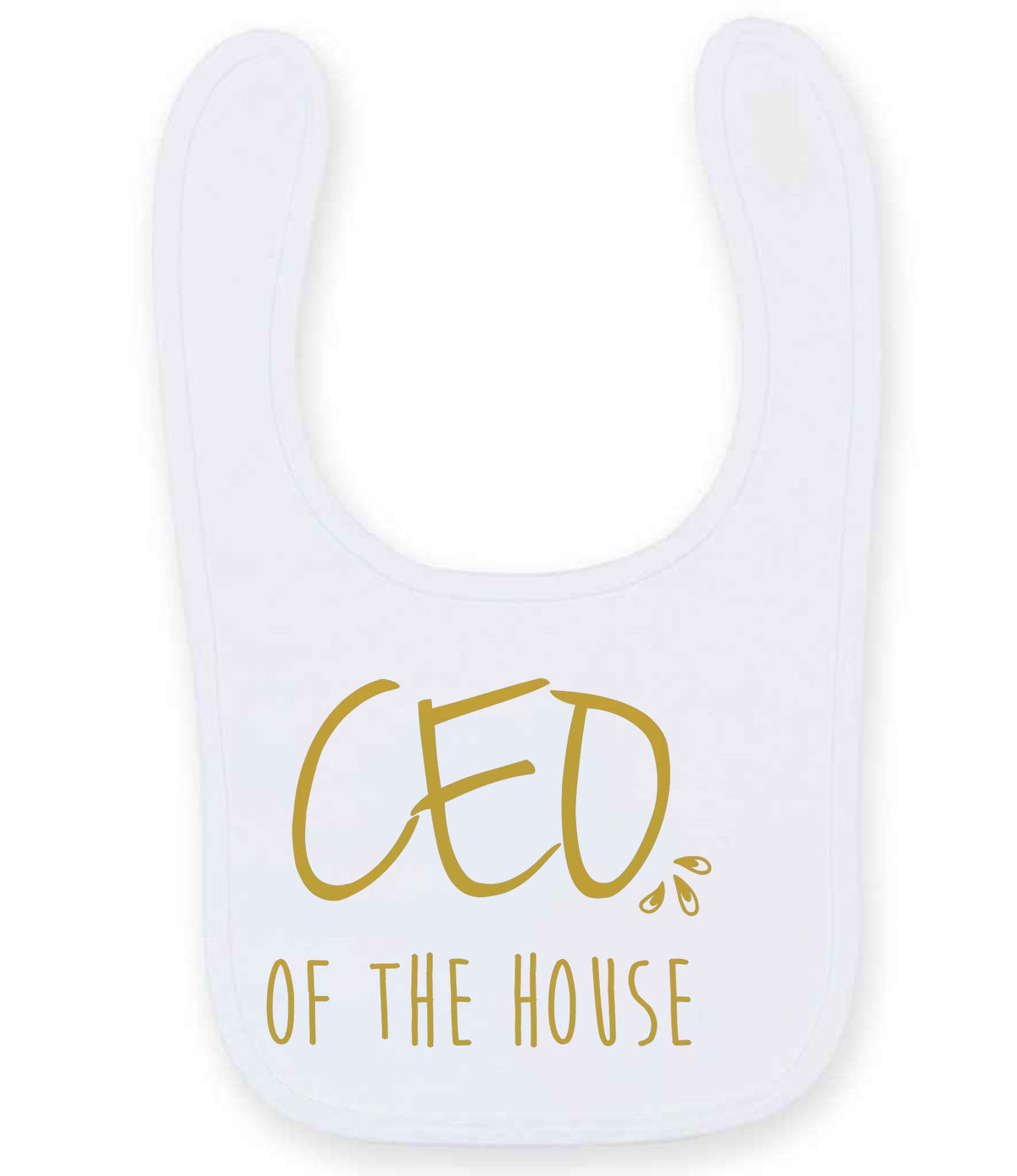 Ceo of the House – Larkwood Baby/Toddler Bib in White with Gold vinyl