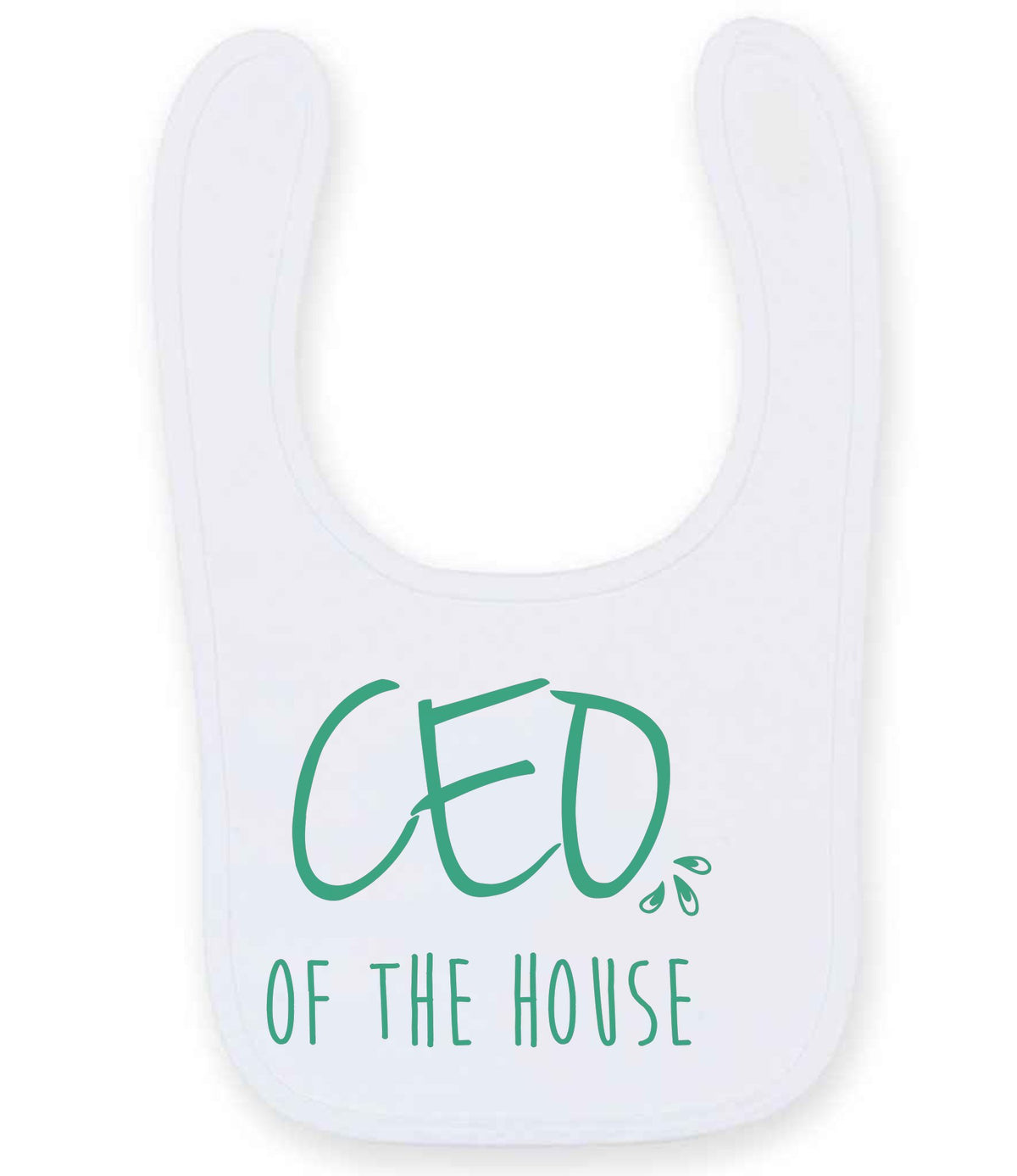Ceo of the House – Larkwood Baby/Toddler Bib in White with Mint vinyl